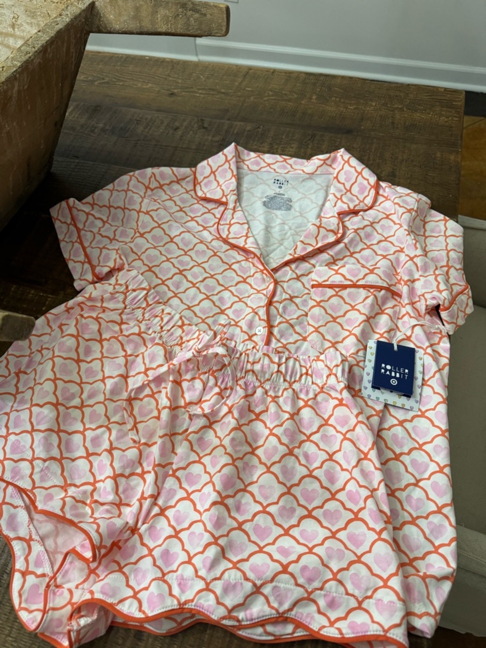 Roller Rabbit x Target Women’s Geo Heart Print Pajama Short Set Size Small NWT